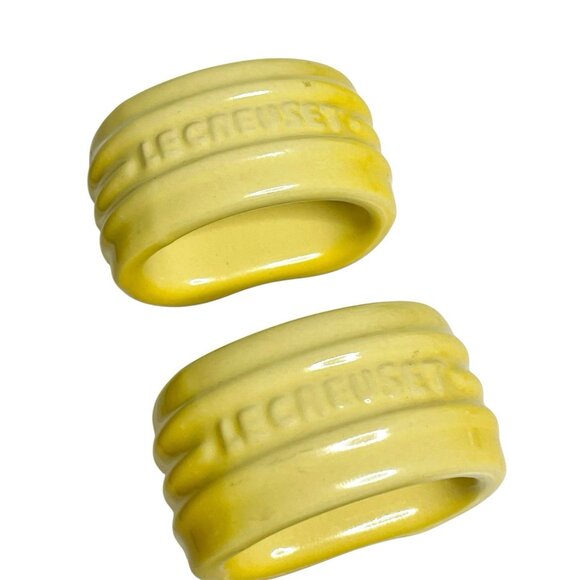 Le Creuset Set Of 6 Yellow Soleil Stoneware Napkin Rings - Picture 2 of 6